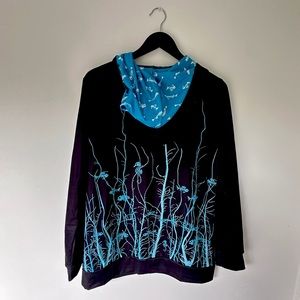 Blue Neon Halloween Skeleton Ocean Style Hoodie Med-Lg